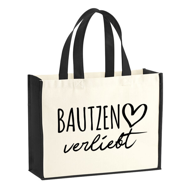 Jutetasche Bautzen verliebt 21 Liter Black