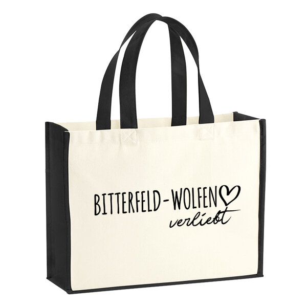 Jutetasche Bitterfeld-Wolfen verliebt 21 Liter Black