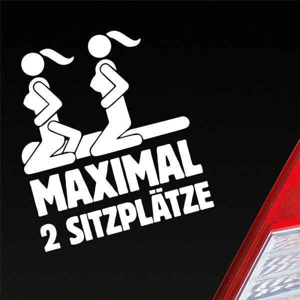 Autoaufkleber Maximal Zwei Sitzplätze Weiss Matt ca. 9x10cm