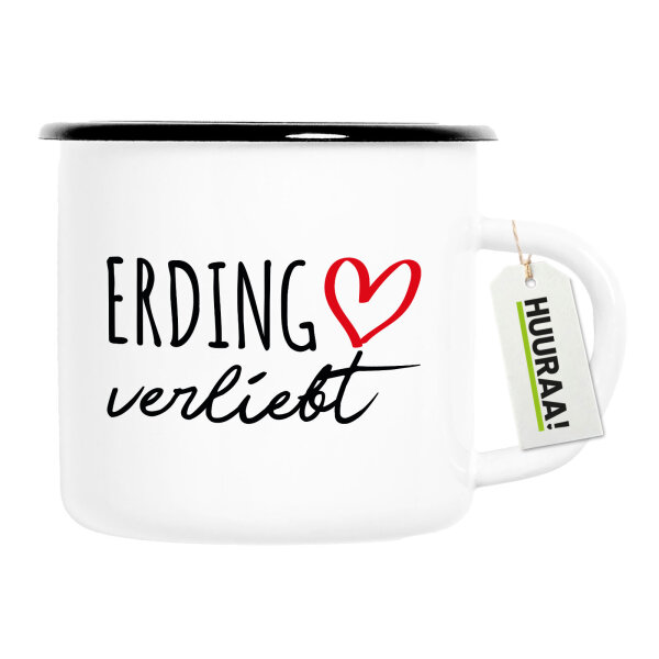 Emaille Tasse Erding verliebt 300ml Vintage Emaille Becher