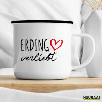 Emaille Tasse Erding verliebt 300ml Vintage Emaille Becher