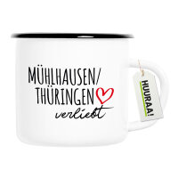 Emaille Tasse Mühlhausen/Thüringen verliebt...