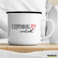 Emaille Tasse Cloppenburg verliebt 300ml Vintage Emaille Becher