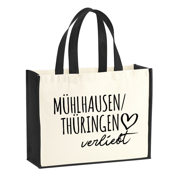 Jutetasche Mühlhausen/Thüringen verliebt 21 Liter Black
