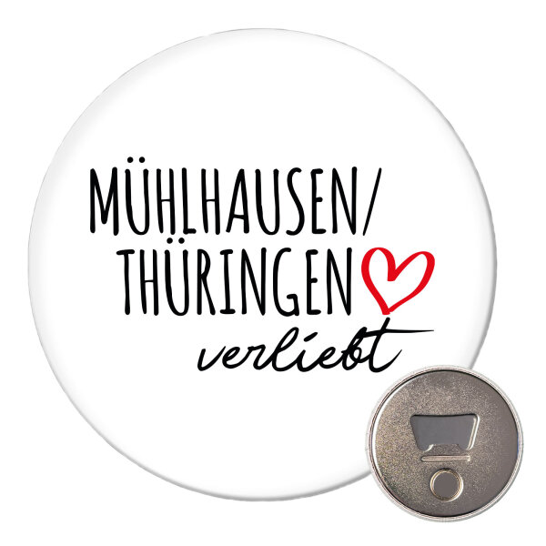 Magnet Mühlhausen/Thüringen verliebt 59mm Kühlschrankmagnet Flaschenöffner