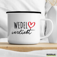 Emaille Tasse Wedel verliebt 300ml Vintage