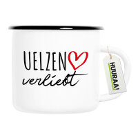 Emaille Tasse Uelzen verliebt 300ml Vintage
