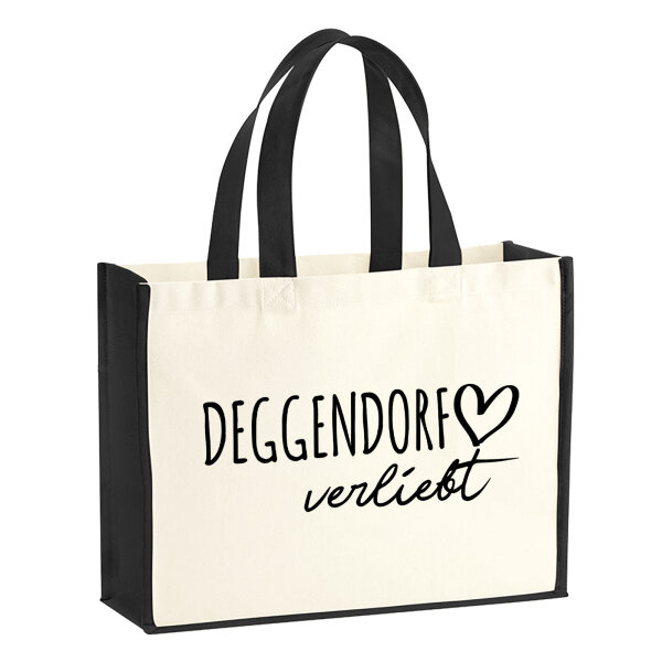 Jutetasche Deggendorf verliebt 21 Liter Black