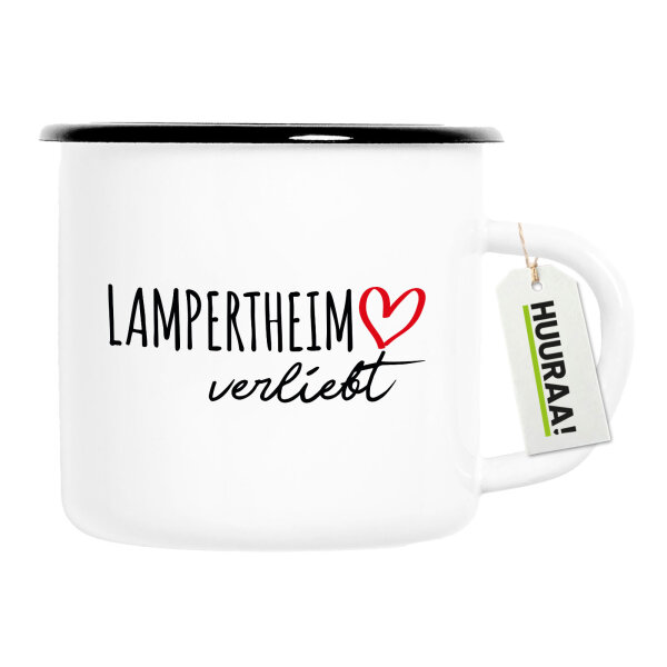 Emaille Tasse Lampertheim verliebt 300ml Vintage