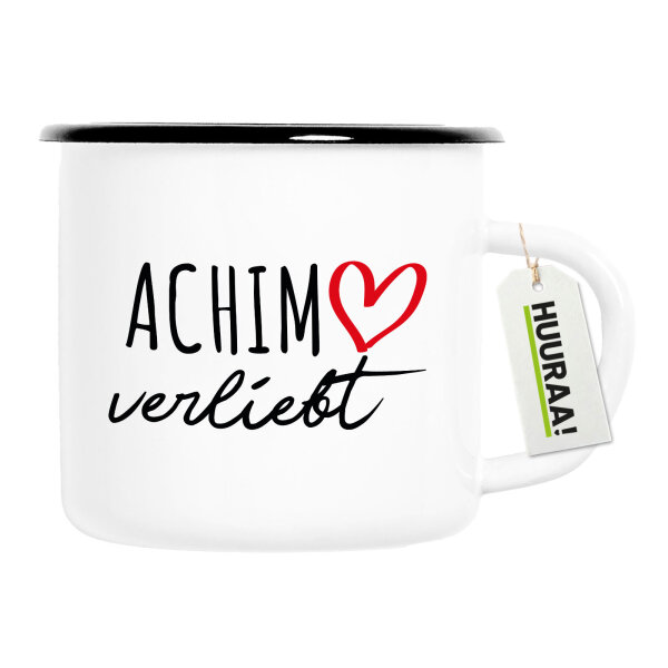 Emaille Tasse Achim verliebt 300ml Vintage
