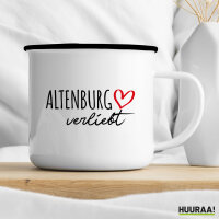 Emaille Tasse Altenburg verliebt 300ml Vintage