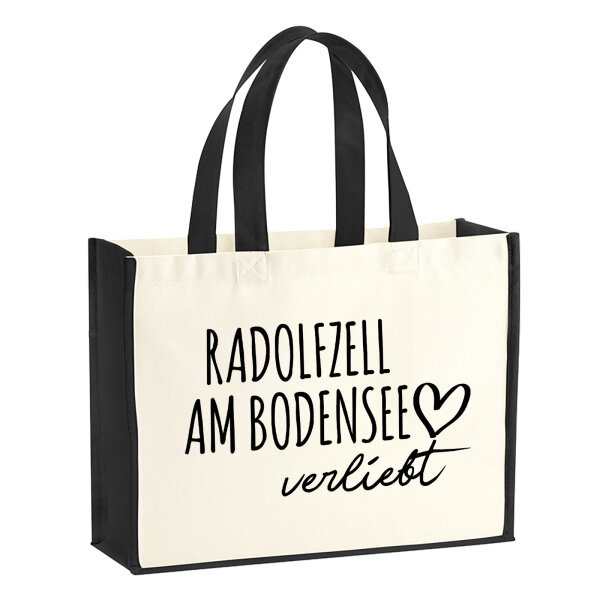 Jutetasche Radolfzell am Bodensee verliebt 21 Liter Black
