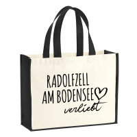 Jutetasche Radolfzell am Bodensee verliebt 21 Liter Black