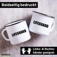 Emaille Tasse Lifeguard Schriftzug 300ml Vintage Emaille...