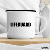 Emaille Tasse Lifeguard Schriftzug 300ml Vintage Emaille Becher