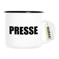 Emaille Tasse Presse Schriftzug 300ml Vintage Emaille Becher