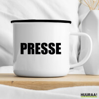 Emaille Tasse Presse Schriftzug 300ml Vintage Emaille Becher