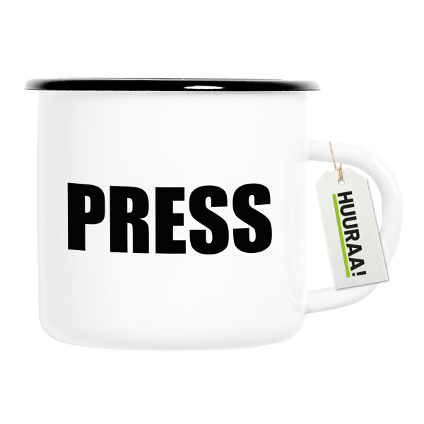 Emaille Tasse Press Schriftzug 300ml Vintage Emaille Becher