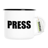 Emaille Tasse Press Schriftzug 300ml Vintage Emaille Becher