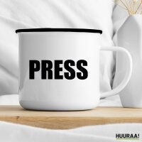 Emaille Tasse Press Schriftzug 300ml Vintage Emaille Becher