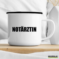 Emaille Tasse Notärztin Schriftzug 300ml Vintage Emaille Becher