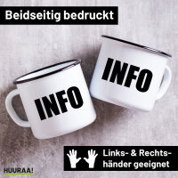 Emaille Tasse Info Symbol 300ml Vintage Emaille Becher