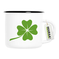 Emaille Tasse Kleeblatt Silhouette 300ml Vintage Emaille...