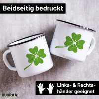 Emaille Tasse Kleeblatt Silhouette 300ml Vintage Emaille...