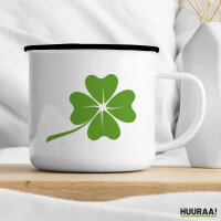 Emaille Tasse Kleeblatt Silhouette 300ml Vintage Emaille Becher