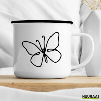 Emaille Tasse Schmetterling Silhouette 300ml Vintage Emaille Becher