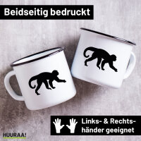 Emaille Tasse Affe Silhouette 300ml Vintage Emaille Becher