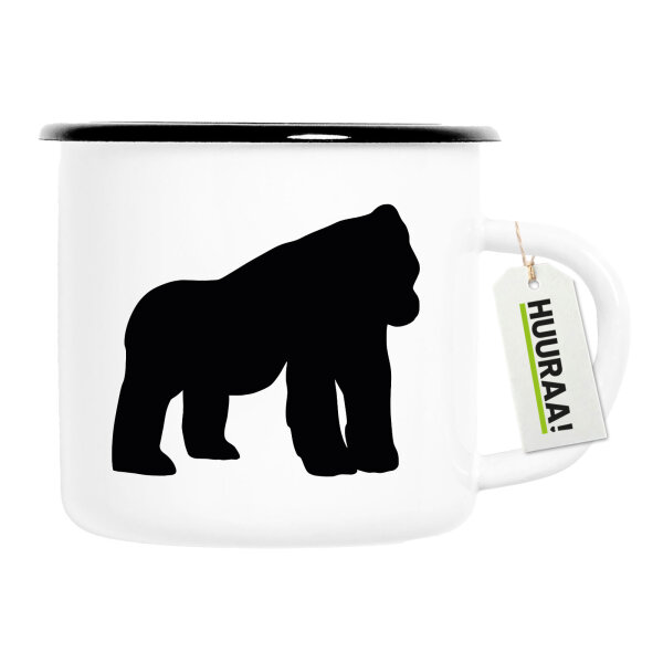 Emaille Tasse Gorilla Silhouette 300ml Vintage Emaille Becher