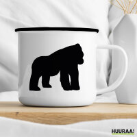 Emaille Tasse Gorilla Silhouette 300ml Vintage Emaille Becher