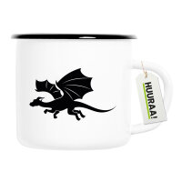 Emaille Tasse Drache Silhouette 300ml Vintage Emaille Becher