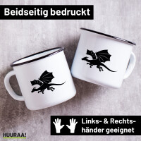 Emaille Tasse Drache Silhouette 300ml Vintage Emaille Becher