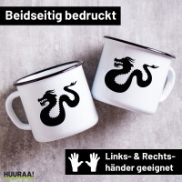 Emaille Tasse Dragon Silhouette 300ml Vintage Emaille Becher