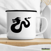 Emaille Tasse Dragon Silhouette 300ml Vintage Emaille Becher