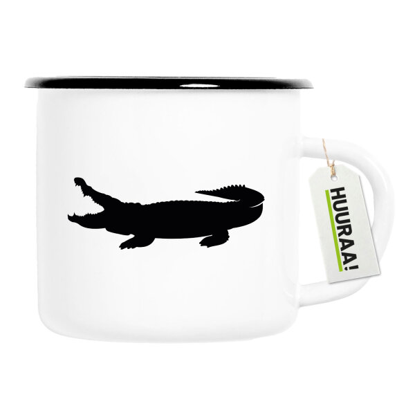 Emaille Tasse Krokodile Silhouette 300ml Vintage Emaille Becher