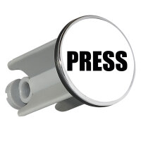 Waschbeckenstöpsel Press Schriftzug 4cm Abflussstopfen
