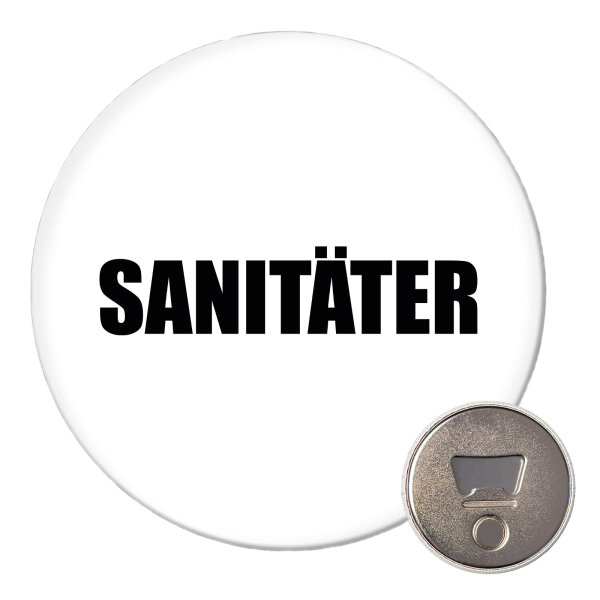 Magnet Sanitäter Schriftzug 59mm Kühlschrankmagnet Flaschenöffner