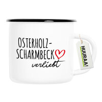 Emaille Tasse Osterholz-Scharmbeck verliebt 300ml Vintage