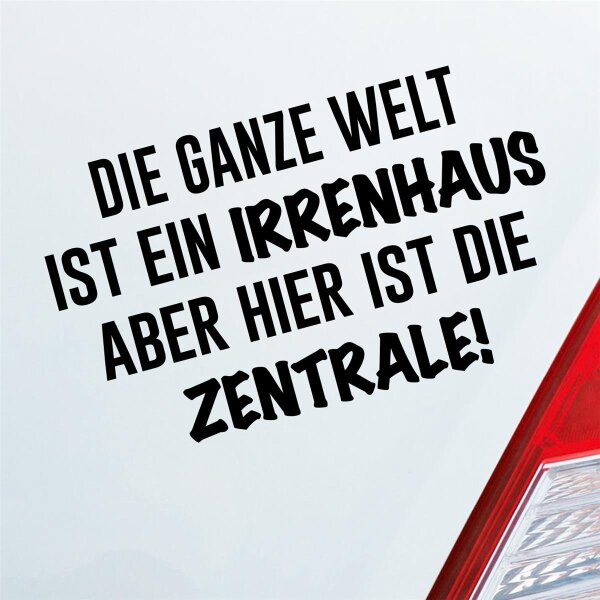 Autoaufkleber Ganze Welt Irrenhaus Hier Zentrale ca. 16x10cm