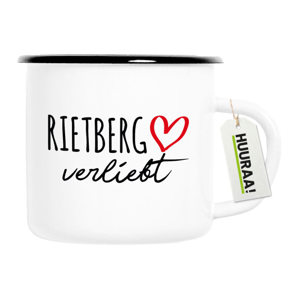 Emaille Tasse Rietberg verliebt 300ml Vintage Emaille Becher