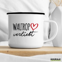 Emaille Tasse Waltrop verliebt 300ml Vintage Emaille Becher