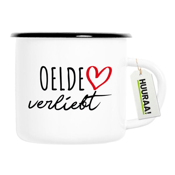 Emaille Tasse Oelde verliebt 300ml Vintage Emaille Becher
