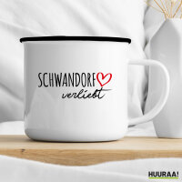 Emaille Tasse Schwandorf verliebt 300ml Vintage Emaille Becher