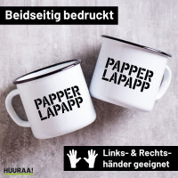 Emaille Tasse Papperlapapp Schriftzug 300ml Vintage Emaille Becher