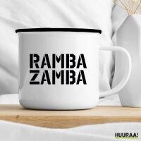 Emaille Tasse Rambazamba Schriftzug 300ml Vintage Emaille Becher