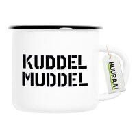 Emaille Tasse Kuddelmuddel Schriftzug 300ml Vintage Emaille Becher