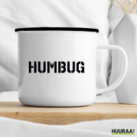 Emaille Tasse Humbug Schriftzug 300ml Vintage Emaille Becher